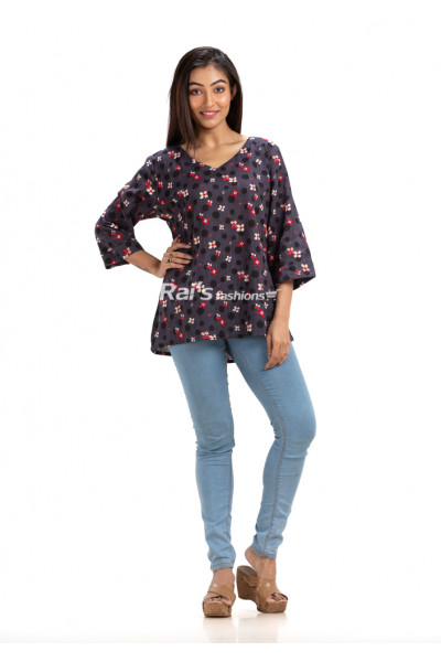 All Over Printed V Neck Cotton Top And Tunic (KR1721)
